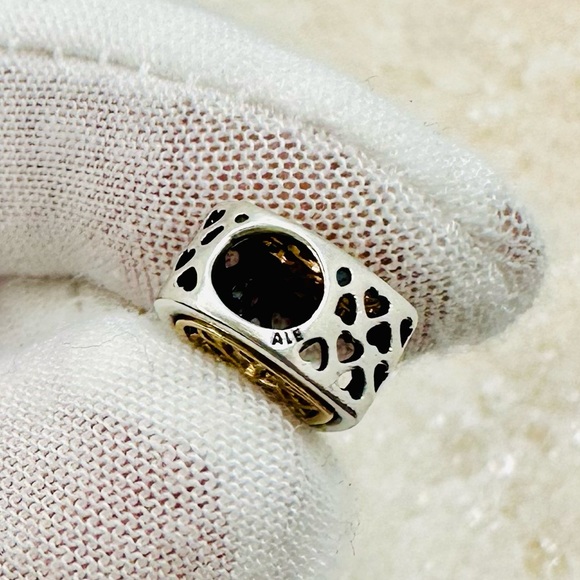 EUC Pandora 791740 Sterling Silver & 14k Yellow Gold Locked Hearts Heart Charm - Picture 14 of 15